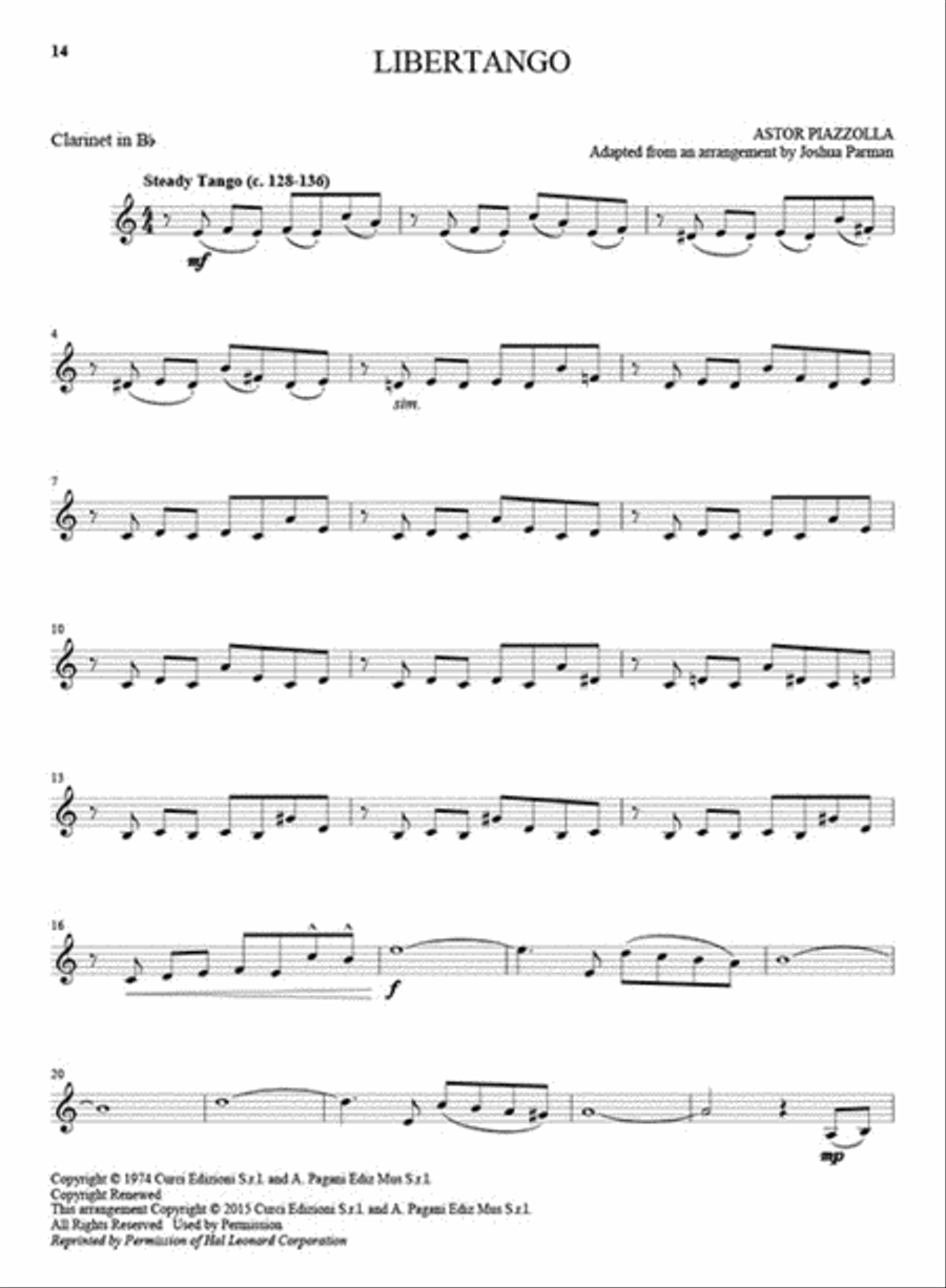 25 Piazzolla Tangos for Clarinet and Piano Clarinet Solo scores gallery preview page 5