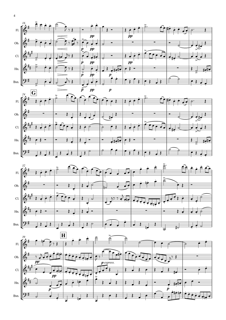 Elgar: Four Dances for Wind Quintet - wind quintet Woodwind Quintet scores gallery preview page 4