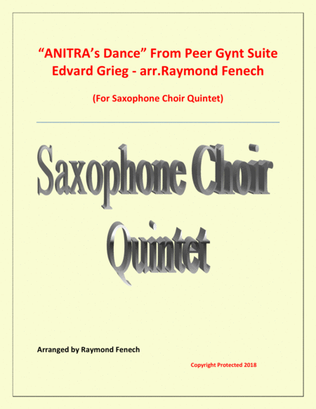 Book cover for Anitra's Dance - E. Grieg - Saxophone Choir Quintet