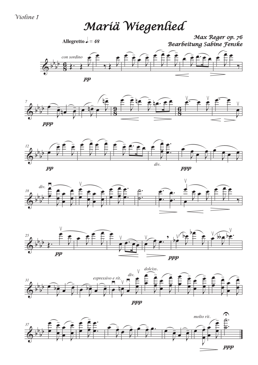 Mariae Wiegenlied (Maria’s Lullabye) String Orchestra scores gallery preview page 1