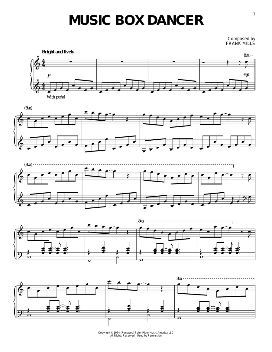 Music Box Dancer Piano Solo scores gallery preview page 1