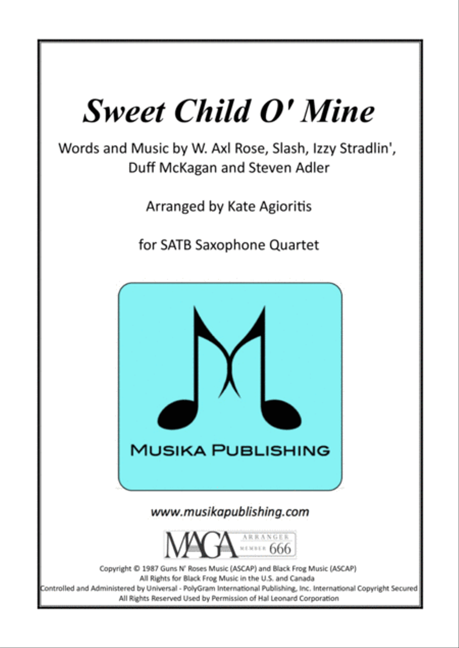 Sweet Child O' Mine Sweet Child O' Mine Saxophone Quartet scores gallery preview page 1
