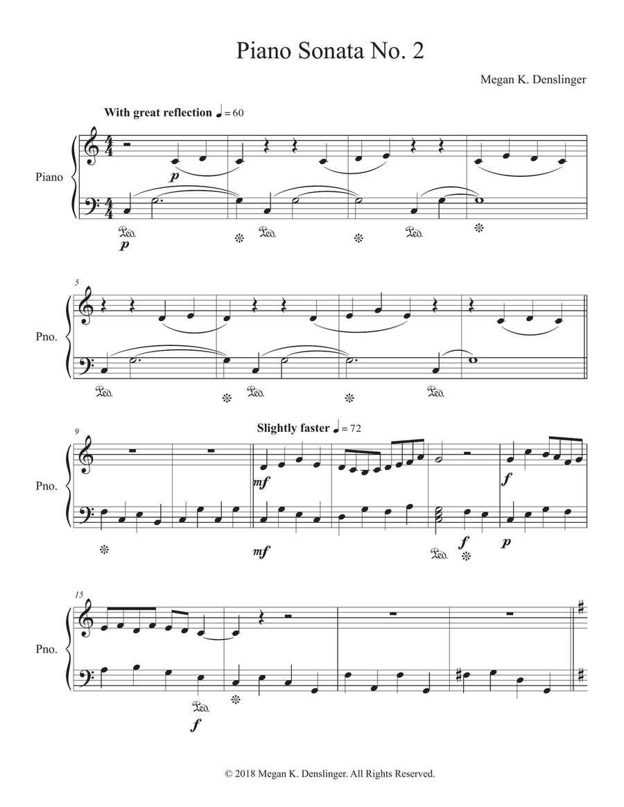 Piano Sonata No. 2 Easy Piano scores gallery preview page 1