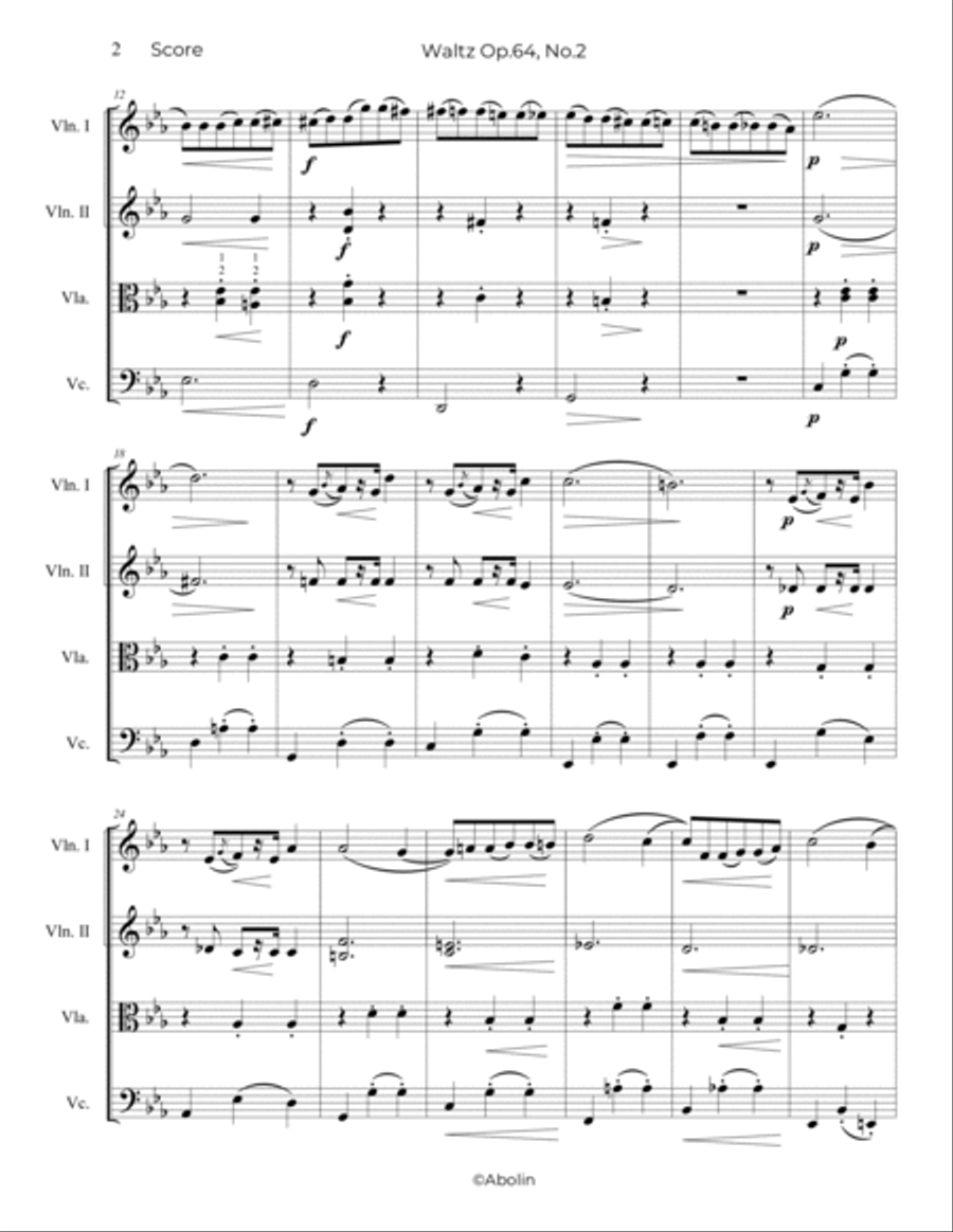 Chopin: Waltz Op.64, No.2 - String Quartet