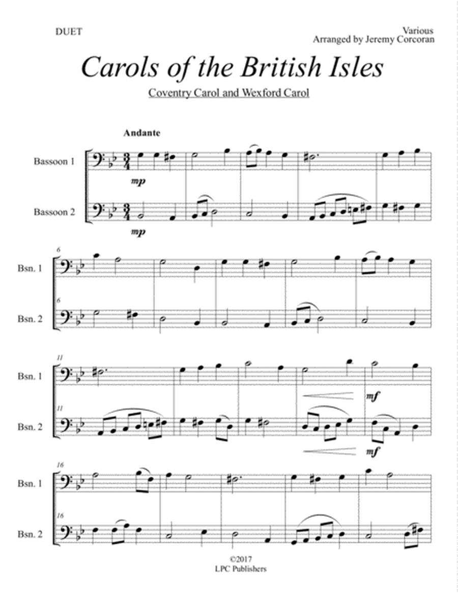 Carols of the British Isles For Two Bassoons image number null