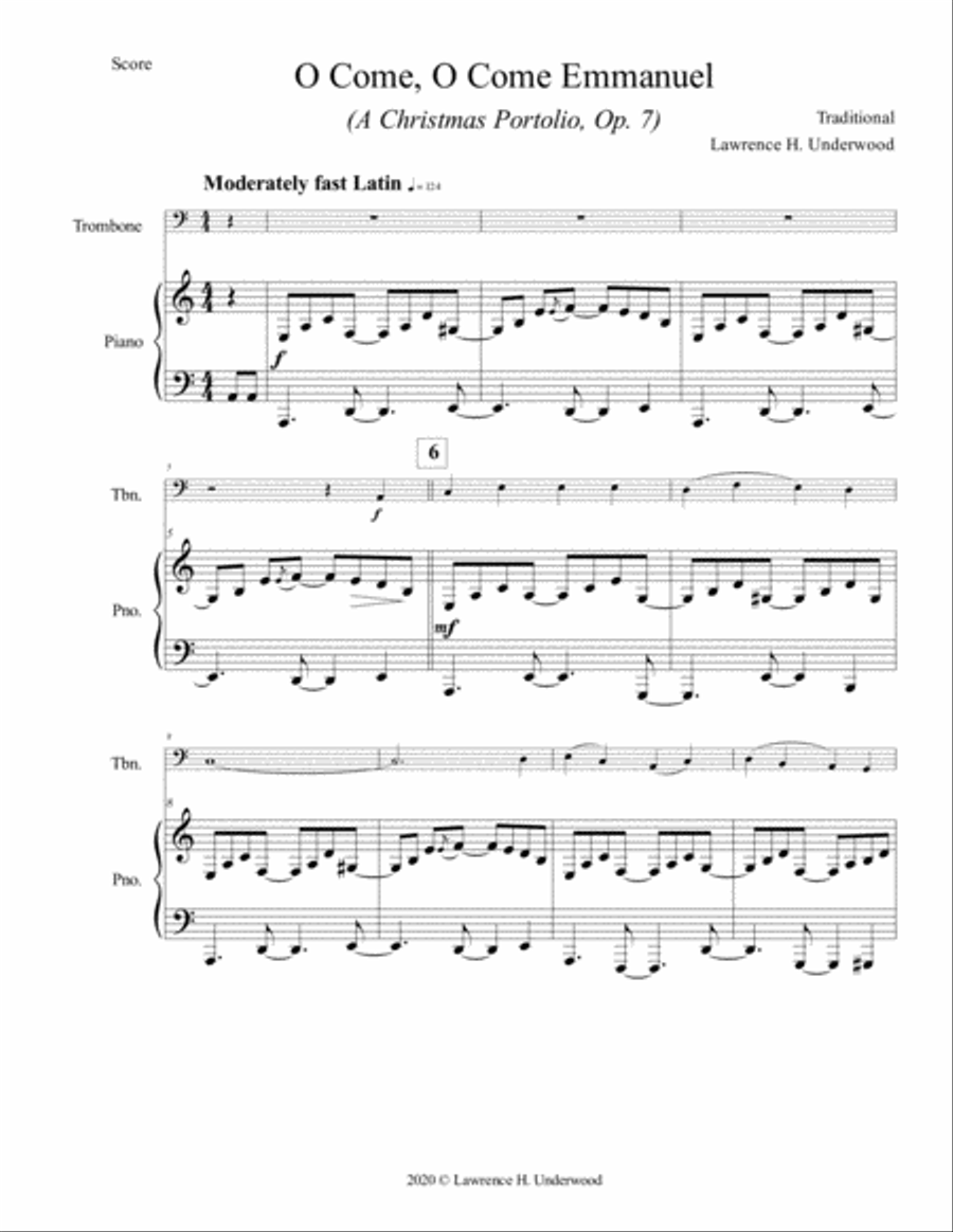 O Come, O Come Emmanuel for Trombone Piano scores gallery preview page 2