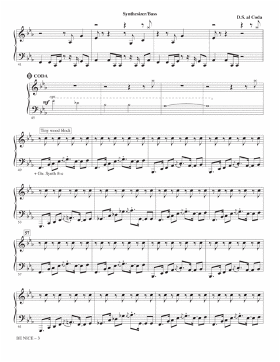 Be Nice (feat. Snoop Dogg) (arr. Alan Billingsley) - Synthesizer & Bass Choir scores gallery preview page 3