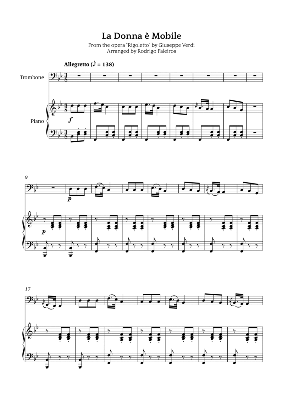 La Donna è Mobile Chamber Music scores gallery preview page 1