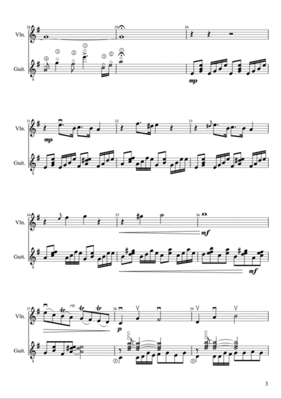 Set of Guitar Ballades: No. 3 in E Minor String Duet scores gallery preview page 3