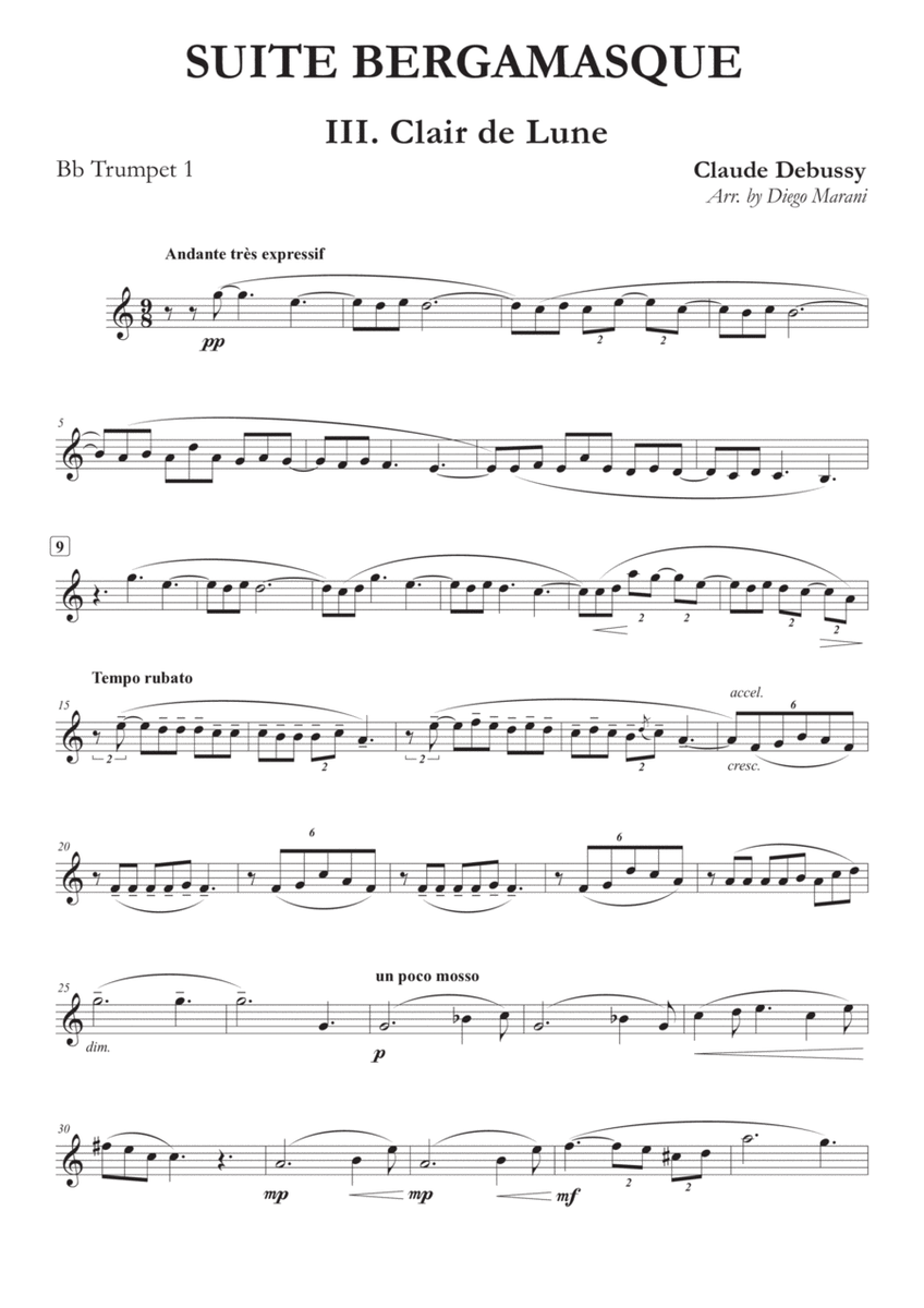 Clair de Lune from "Suite Bergamasque" for Brass Quartet image number null