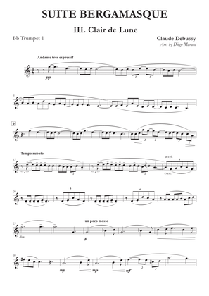 Book cover for Clair de Lune from "Suite Bergamasque" for Brass Quartet