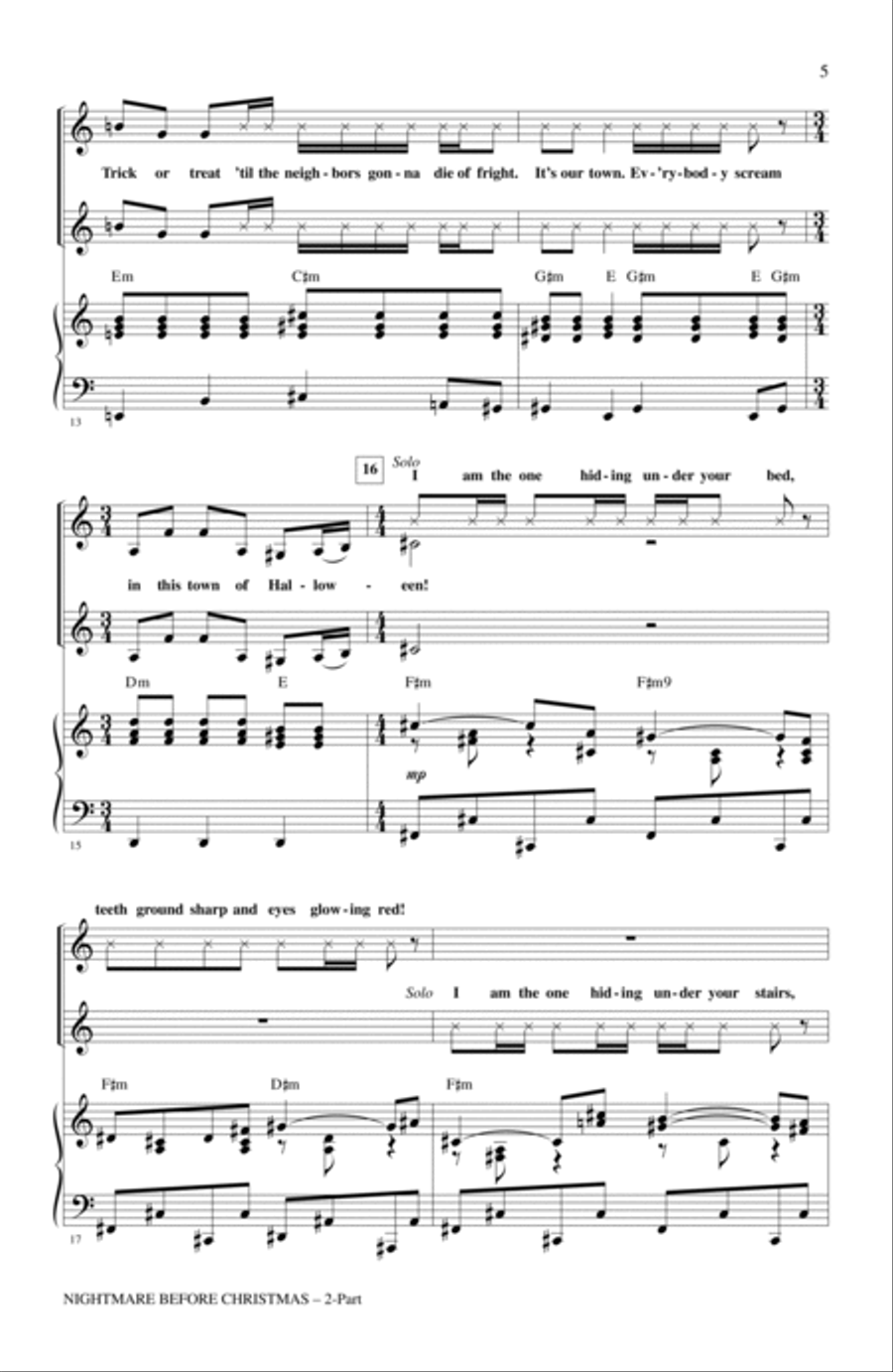 Nightmare Before Christmas (Medley) (arr. Alan Billingsley) 2-Part scores gallery preview page 3