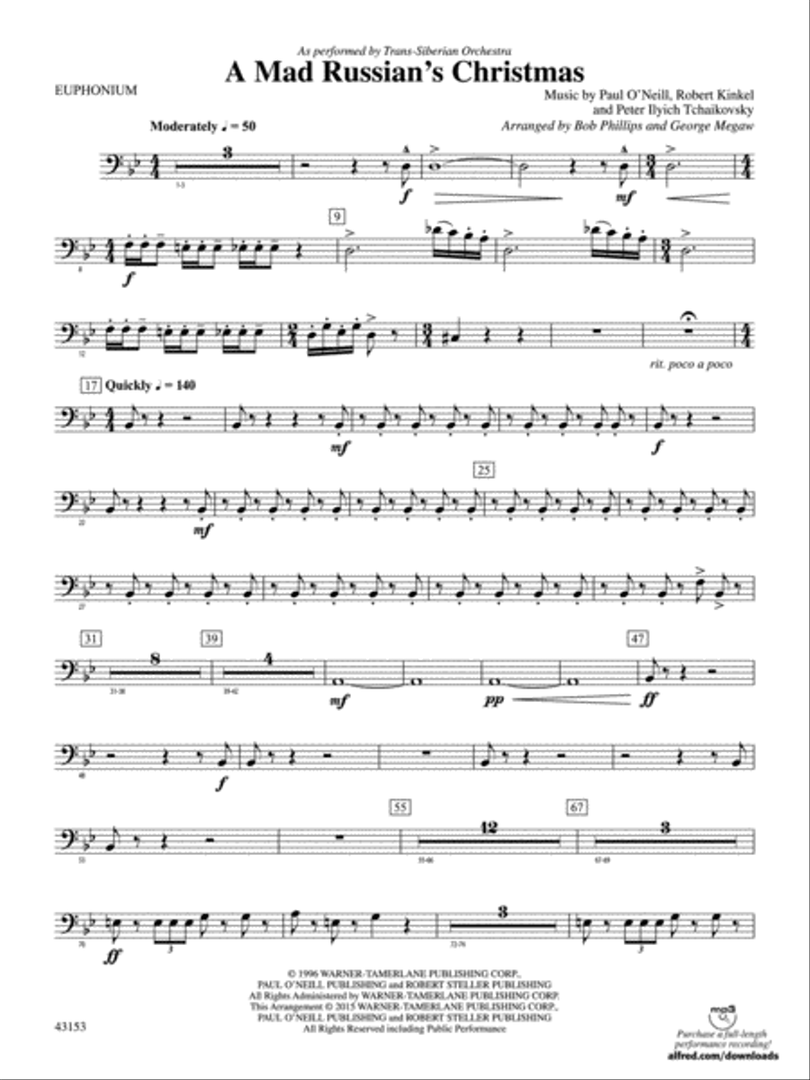 A Mad Russian's Christmas: Baritone B.C. Concert Band scores gallery preview page 1