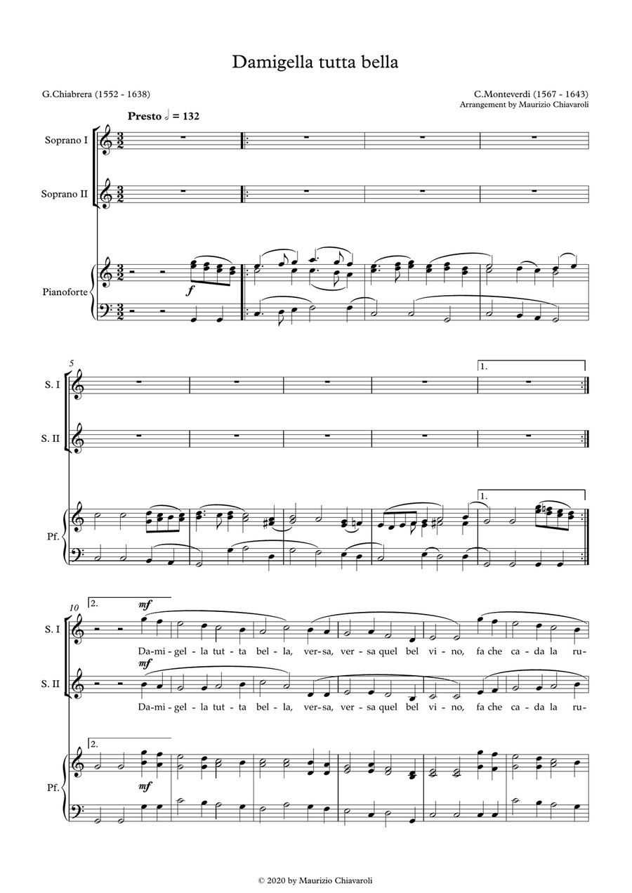 Damigella tutta bella Piano scores gallery preview page 1