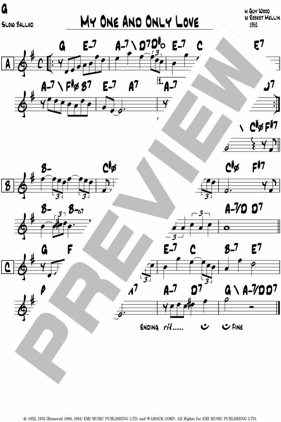 My One And Only Love Piano scores gallery preview page 1