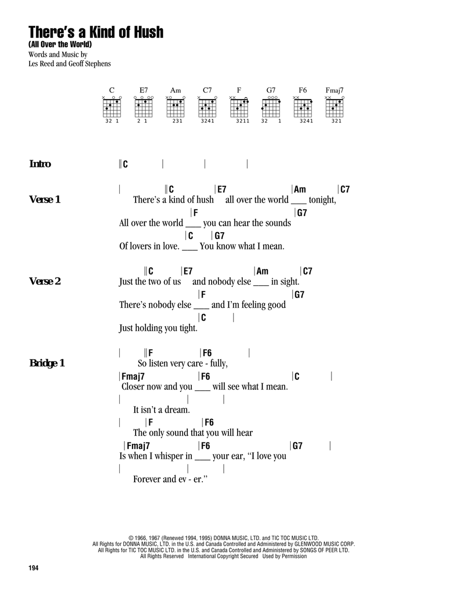There's A Kind Of Hush (All Over The World) Acoustic Guitar scores gallery preview page 1