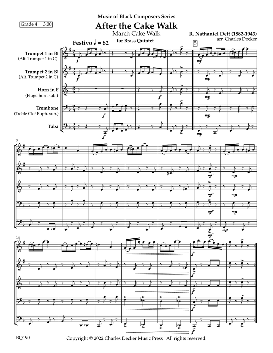 After the Cake Walk for Brass Quintet Brass Quintet scores gallery preview page 2