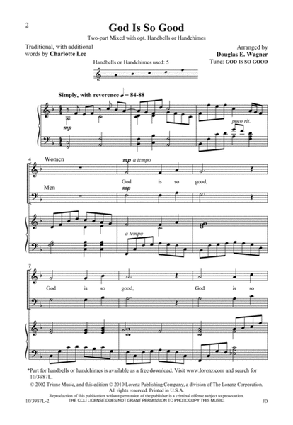 God Is So Good by Douglas E. Wagner 2-Part - Sheet Music