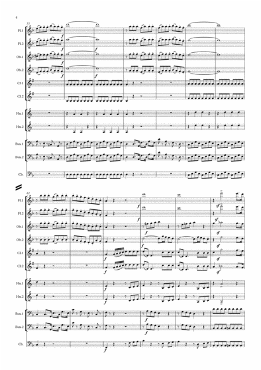 Rossini: The Barber of Seville Overture (extract) - symphonic wind dectet and bass Woodwind Quintet scores gallery preview page 4