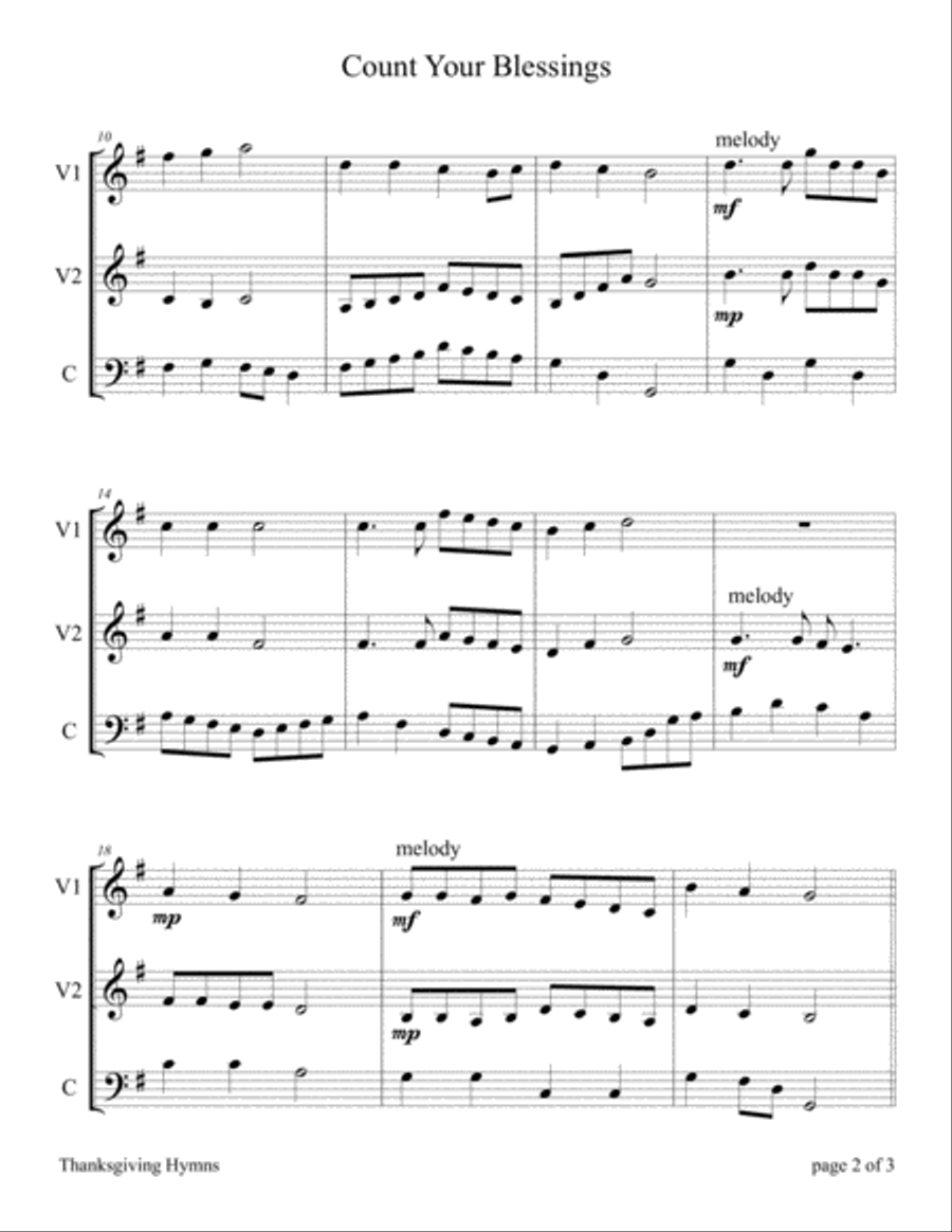 Count Your Blessings (for String Trio – 2 Violins and 1 Cello) String Trio scores gallery preview page 4