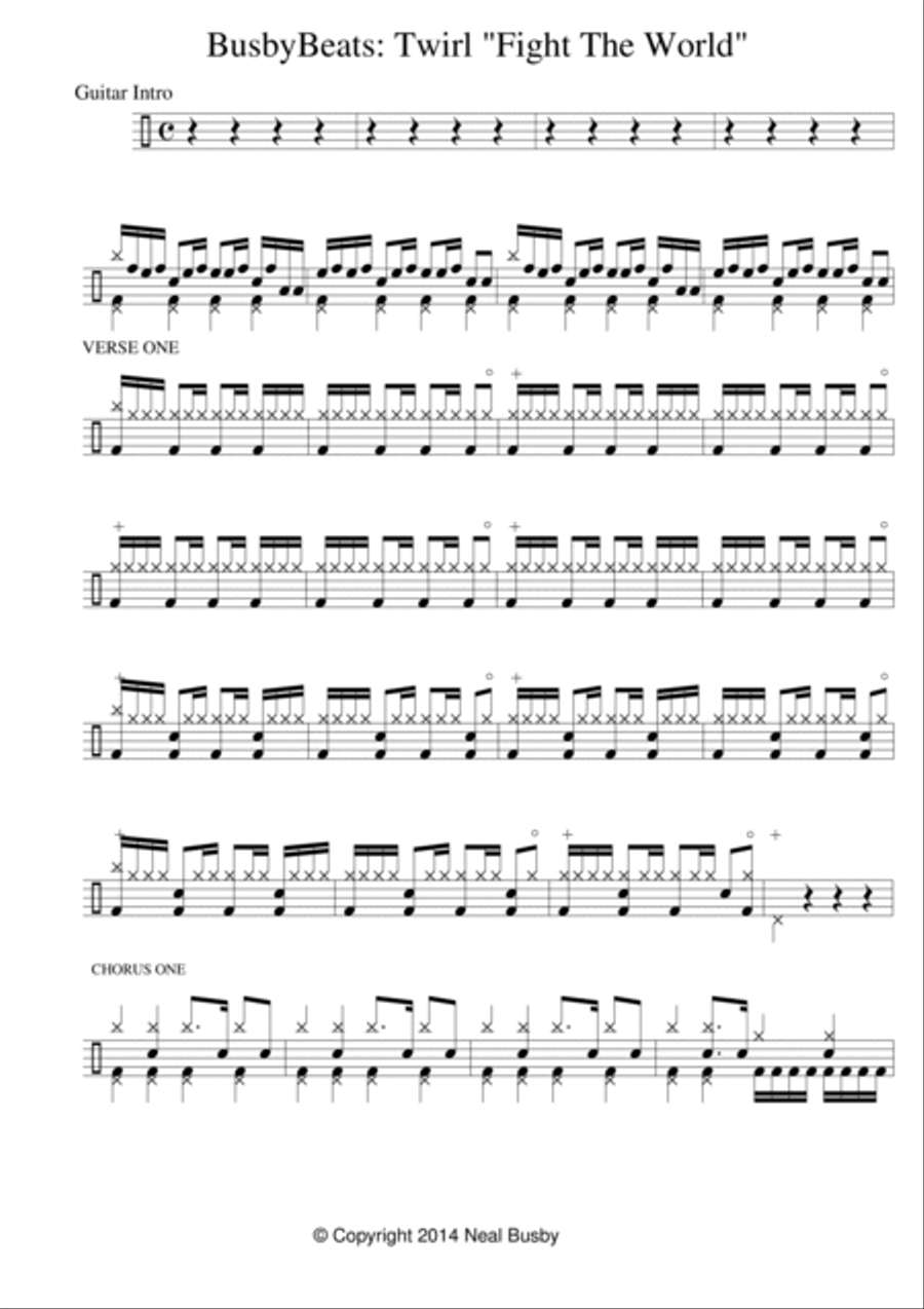 Fight The World (Instrumental) Drum Set scores gallery preview page 4