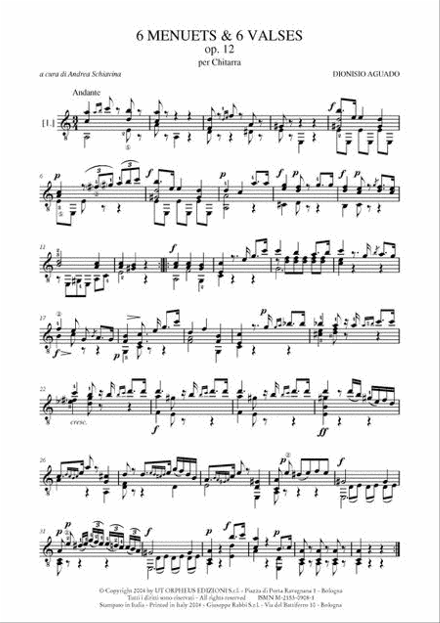 6 Menuets & 6 Valses Op. 12 for Guitar Acoustic Guitar scores gallery preview page 2