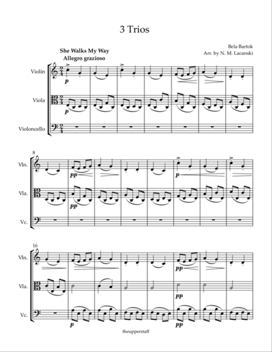 3 Trios Cheers She Walks My Way Happy Dance String Trio scores gallery preview page 2