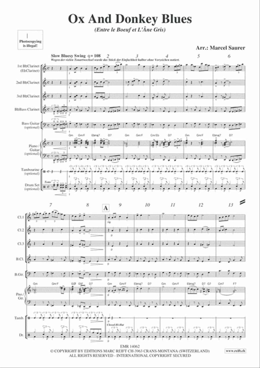 Ox And Donkey Blues Clarinet Quartet scores gallery preview page 4