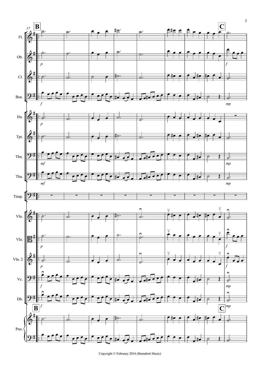Minuet in G by Bach for School Orchestra Full Orchestra scores gallery preview page 3