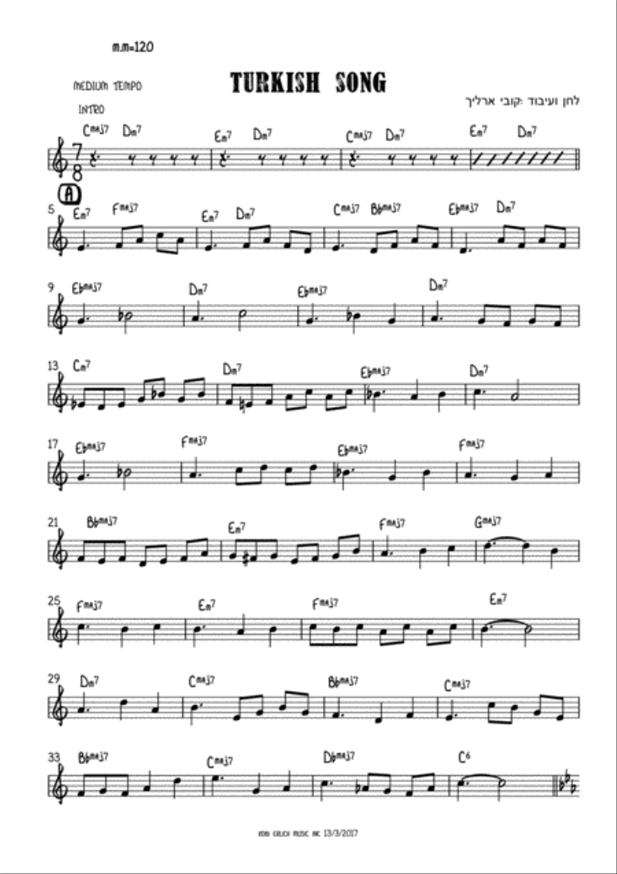 turkish song Small Ensemble scores gallery preview page 1