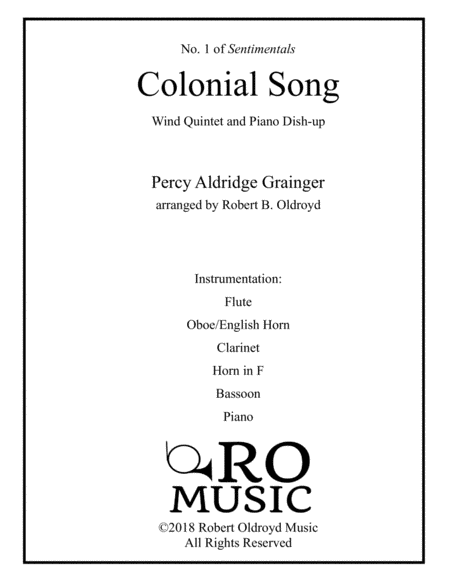 Colonial Song for Wind Quintet and Piano image number null