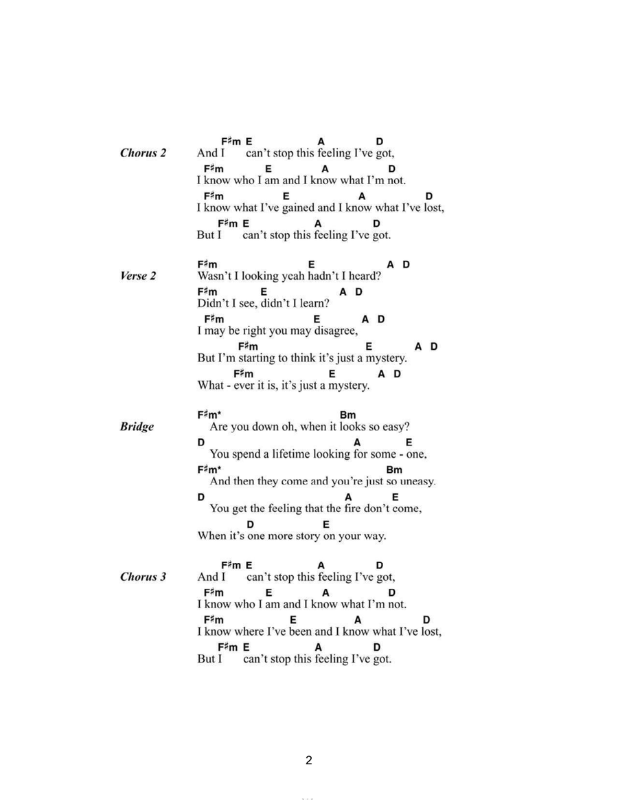 Can't Stop This Feeling I've Got Easy Guitar scores gallery preview page 2
