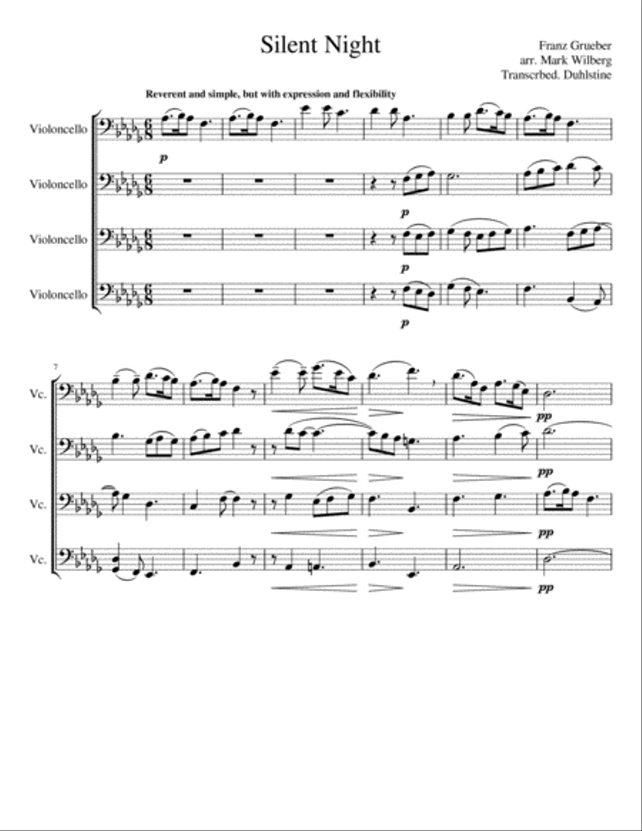 Silent Night for String Quartet String Quartet scores gallery preview page 1