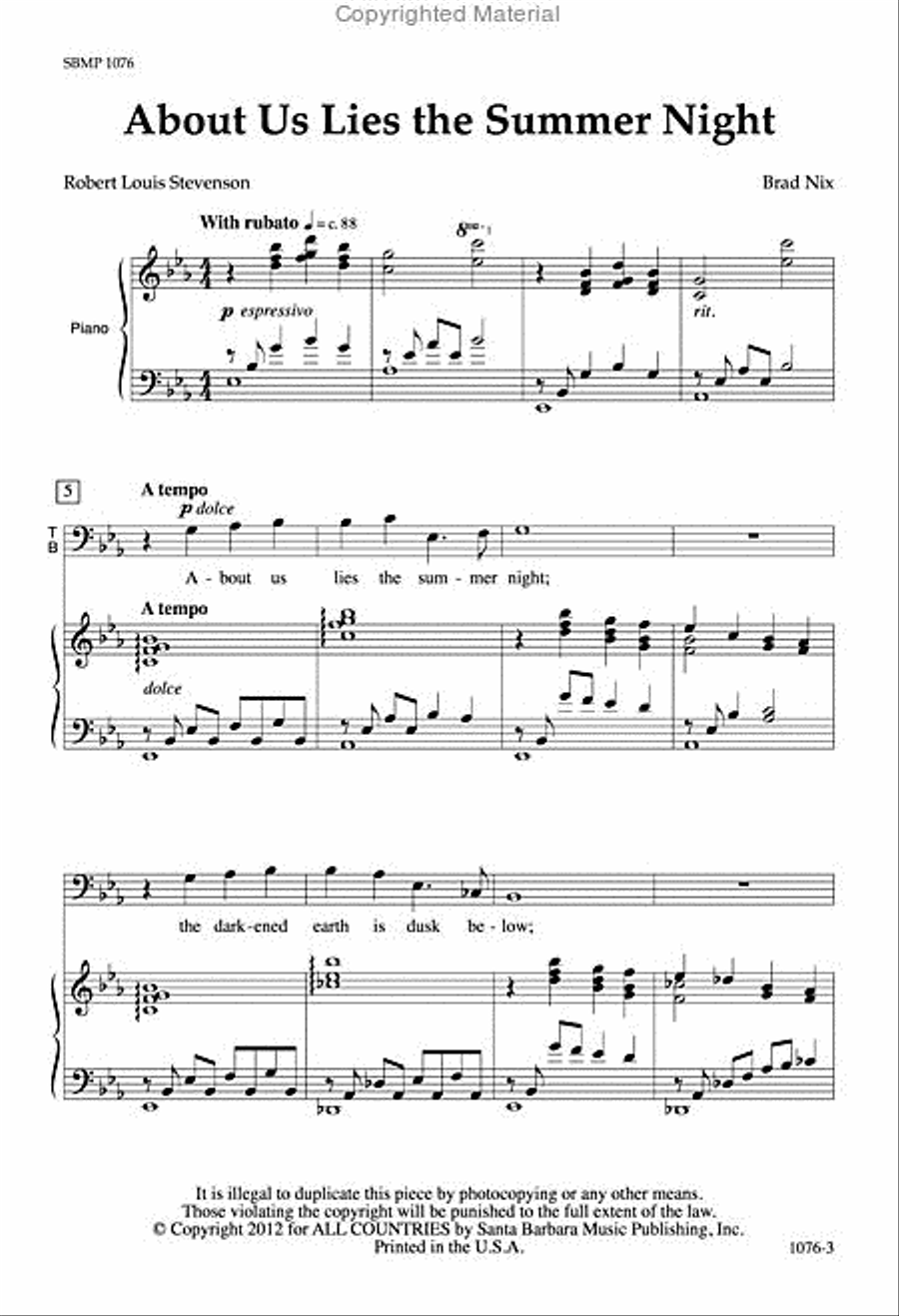 About Us Lies the Summer Night - SATB Octavo 4-Part scores gallery preview page 2