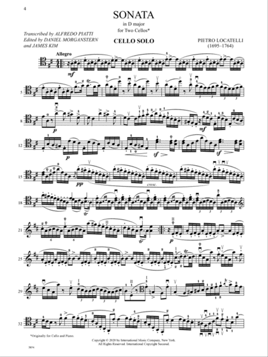 Sonata In D Major: Commentary And Preparatory Exercises For Cello (And Optional 2Nd Cello) Score and Part scores gallery preview page 2