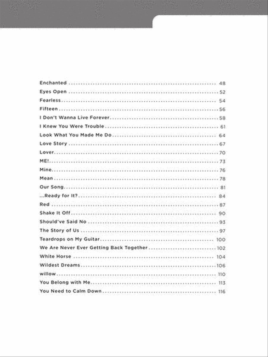 40 Taylor Swift Songs Easy Piano scores gallery preview page 4