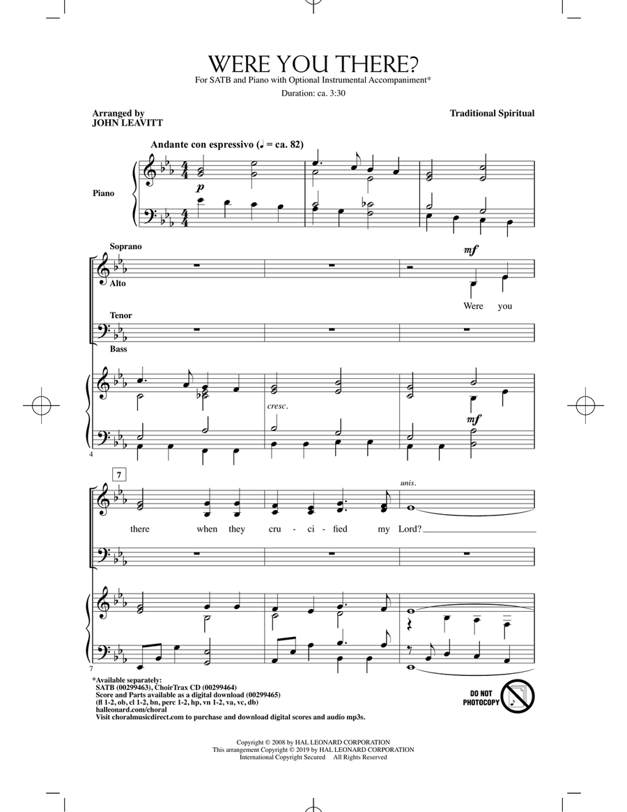 Were You There? (arr. John Leavitt) 4-Part scores gallery preview page 1