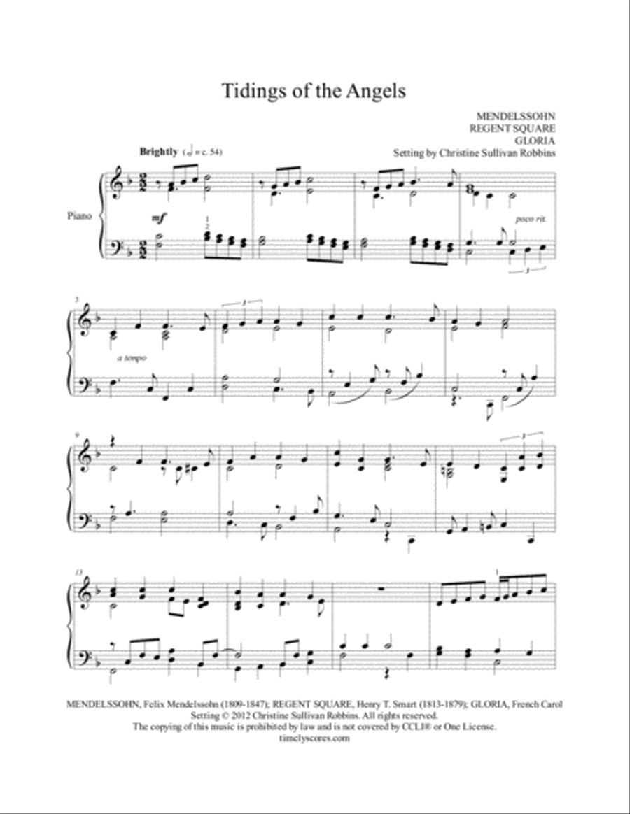 Tidings of the Angels Piano Solo scores gallery preview page 1