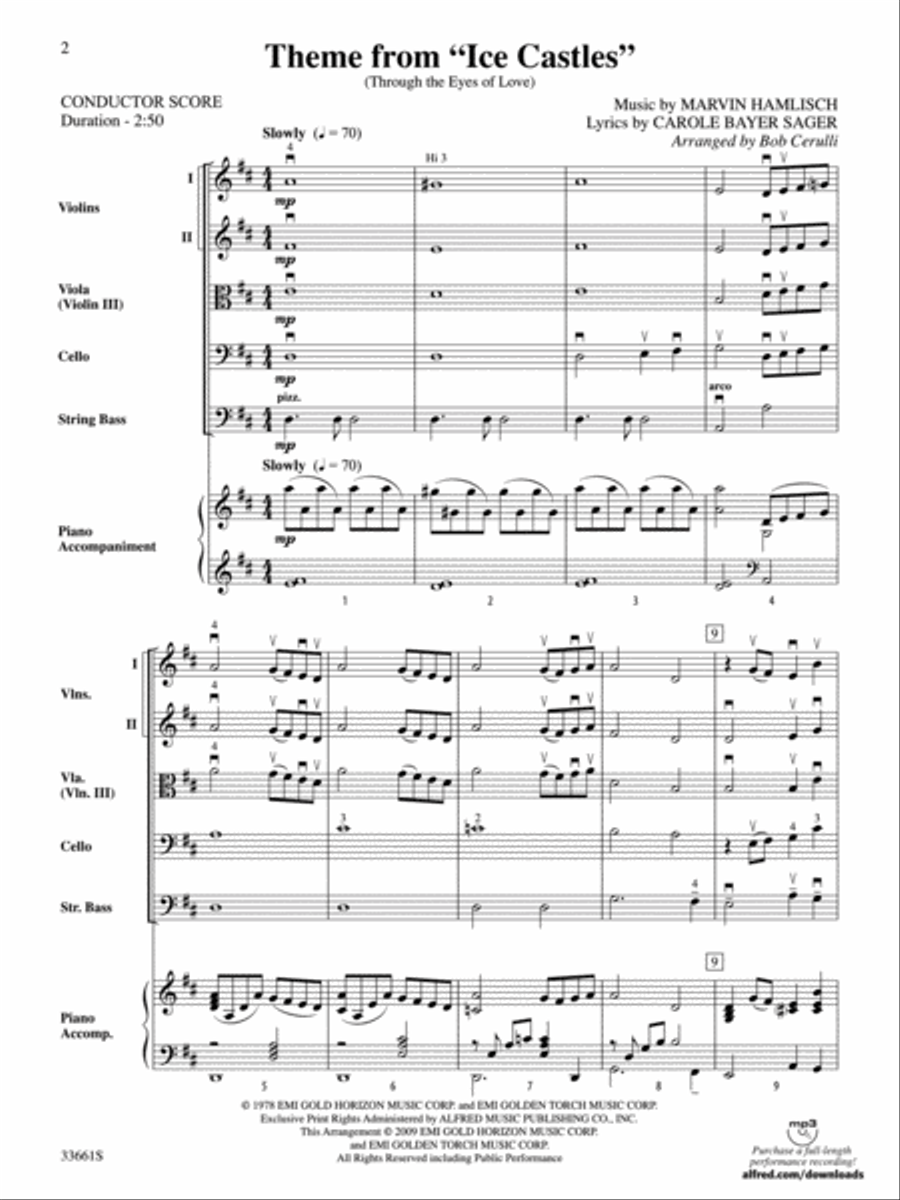 Ice Castles, Theme from (Through the Eyes of Love) String Orchestra scores gallery preview page 2