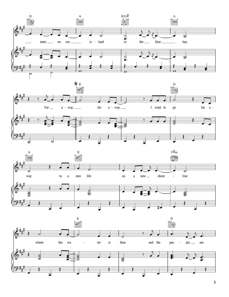 Far Away Far Away Piano, Vocal, Guitar scores gallery preview page 3