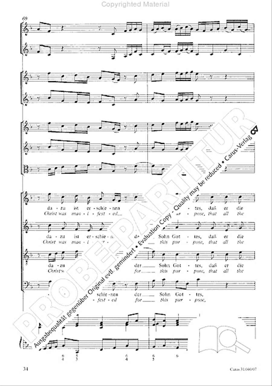 Christ was manifested for this purpose (Dazu ist erschienen der Sohn Gottes) ATB scores gallery preview page 36