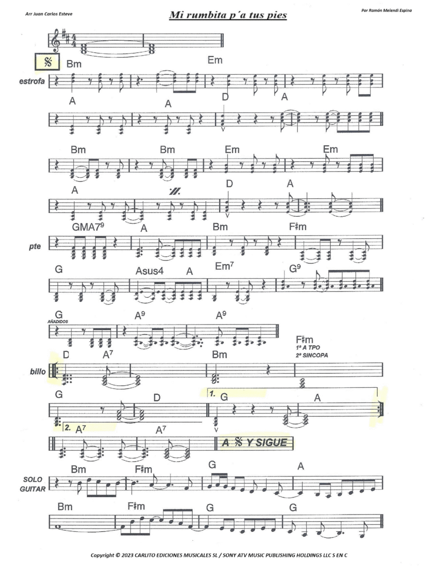 Mi Rumbita Pa Tus Pies Easy Piano scores gallery preview page 1