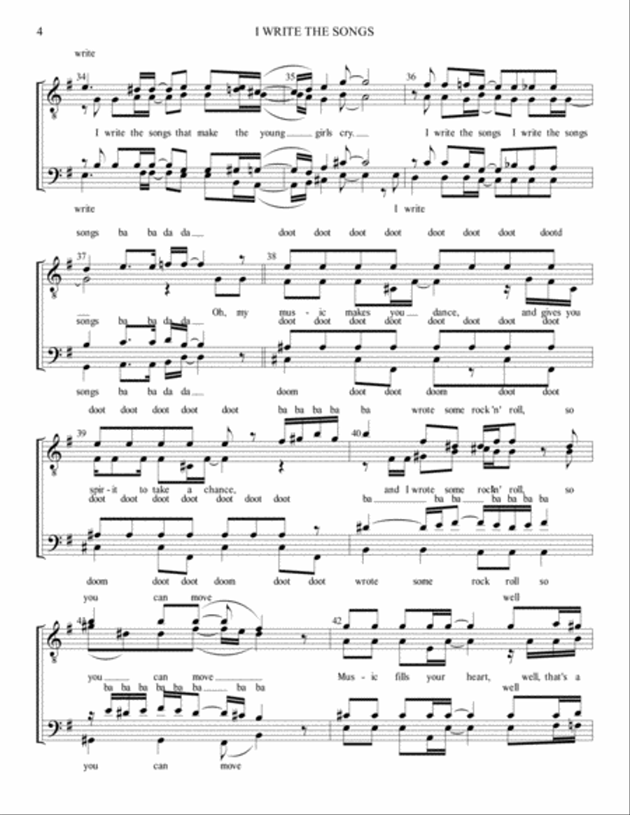 I Write The Songs TTBB scores gallery preview page 4