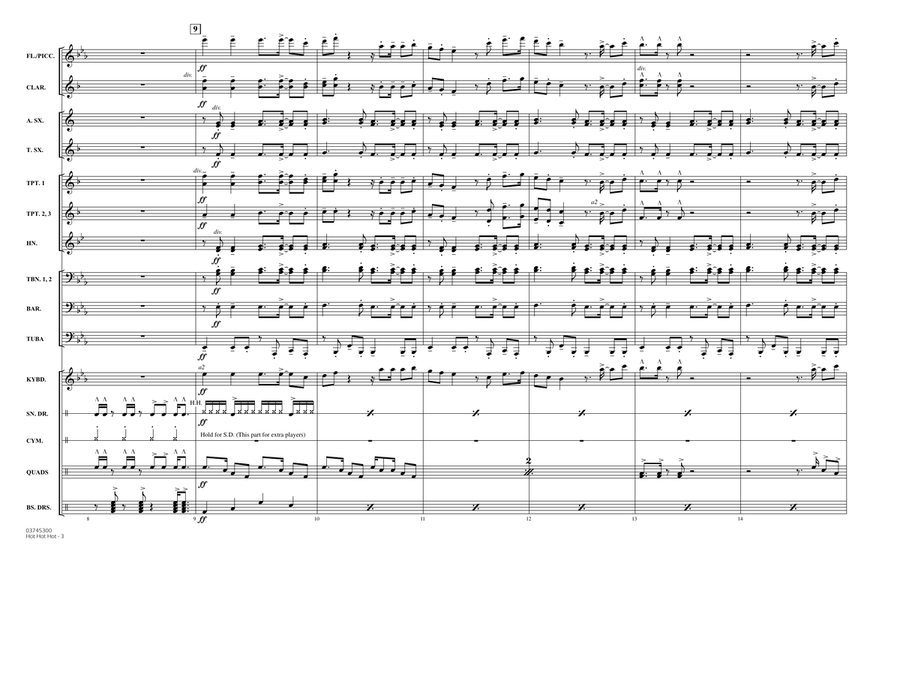 Hot Hot Hot - Full Score Marching Band scores gallery preview page 3