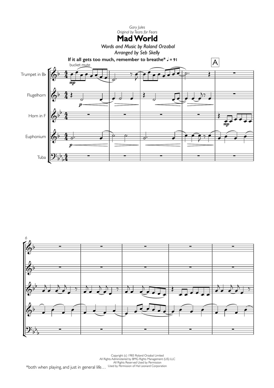 Mad World Mad World Brass Ensemble scores gallery preview page 1