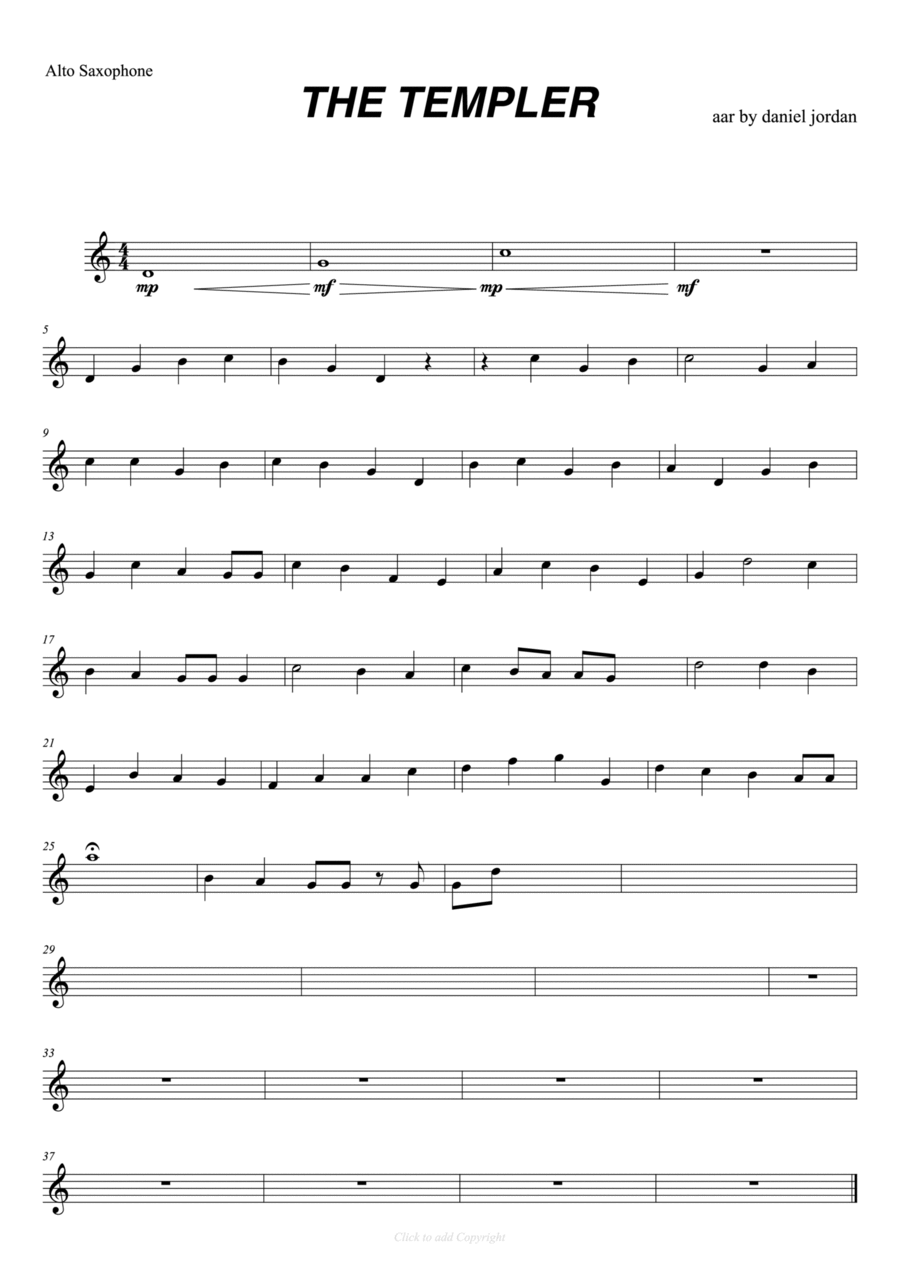 THE TEMPLER Alto Saxophone scores gallery preview page 1