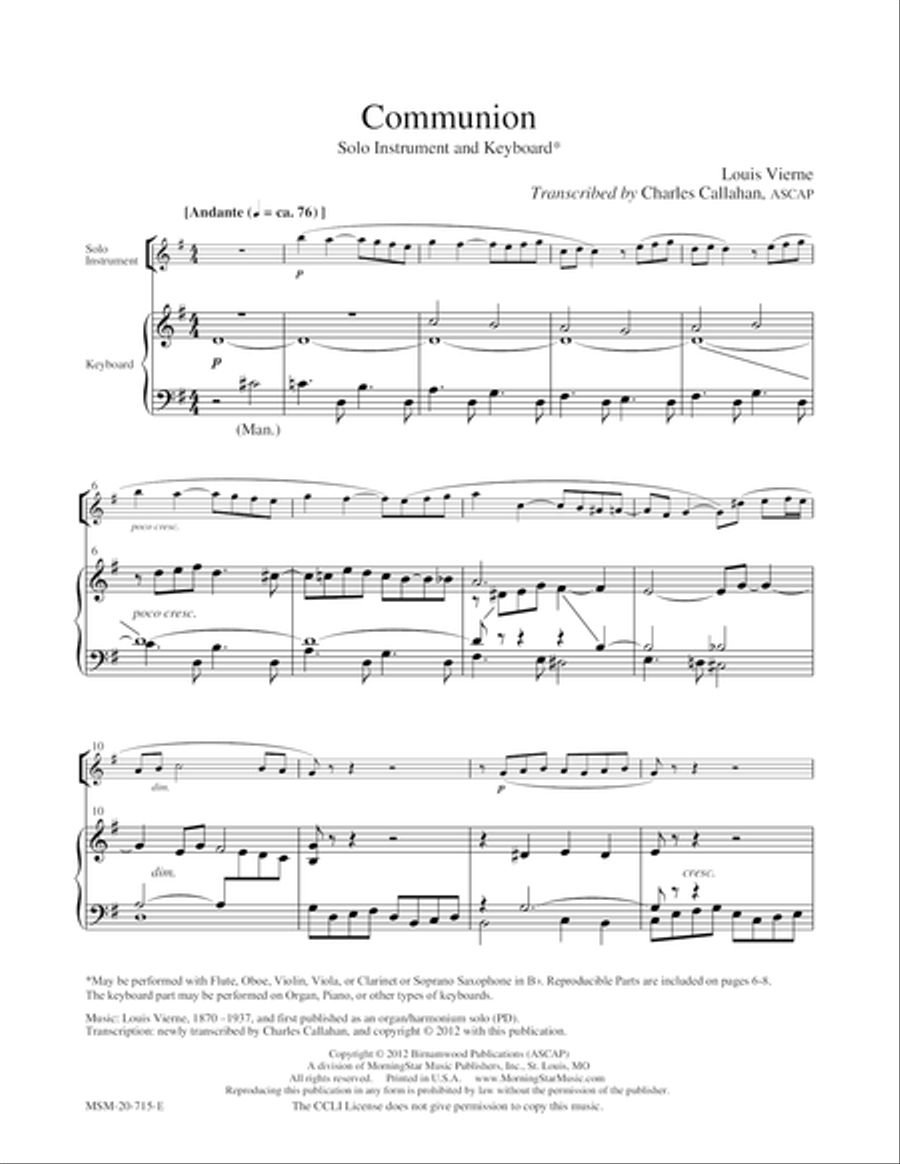 Communion Organ scores gallery preview page 1