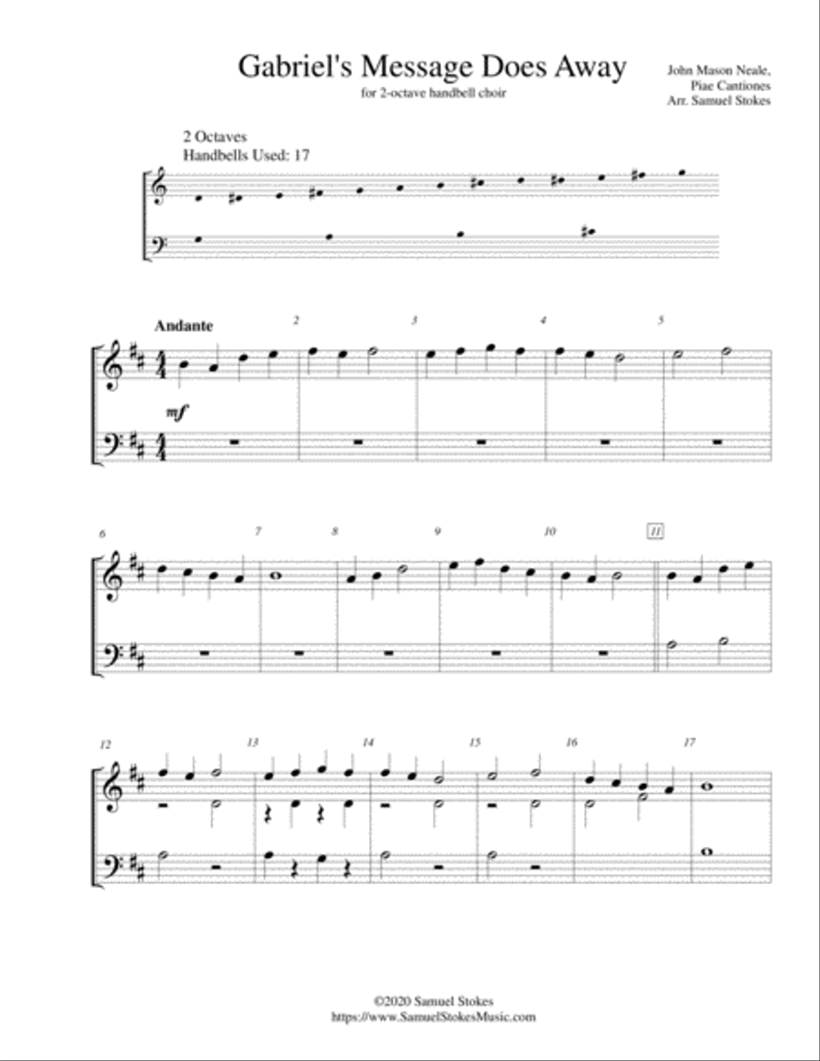Gabriel's Message Does Away - for 2-octave handbell choir 2-Octaves scores gallery preview page 1
