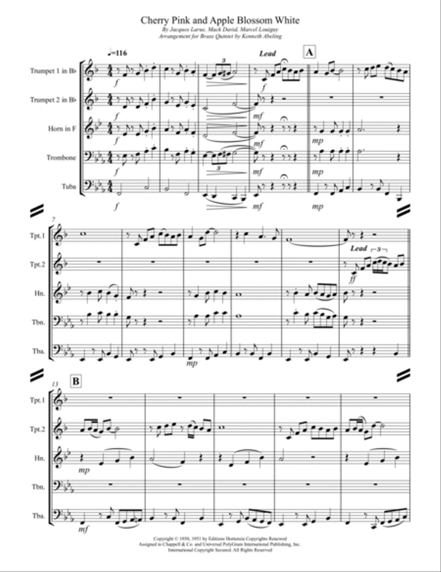Cherry Pink And Apple Blossom White Brass Ensemble scores gallery preview page 2