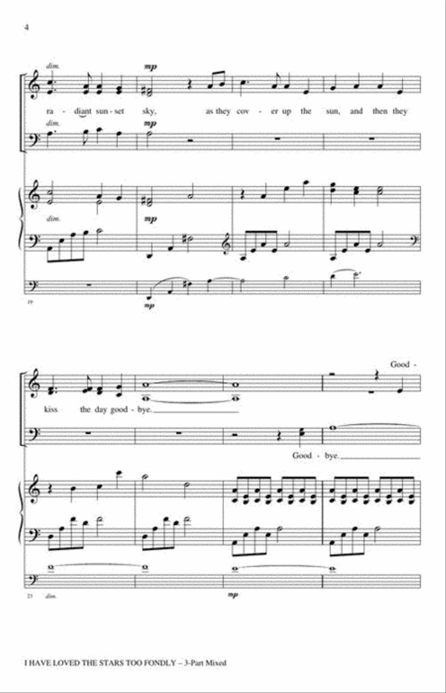 I Have Loved the Stars Too Fondly 3-Part scores gallery preview page 5